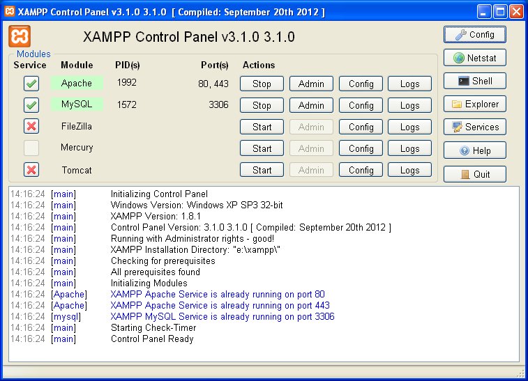 Panel kontrolny XAMPPa